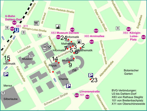 Map of the area: Computer science building is no. 9. Click to enlage.