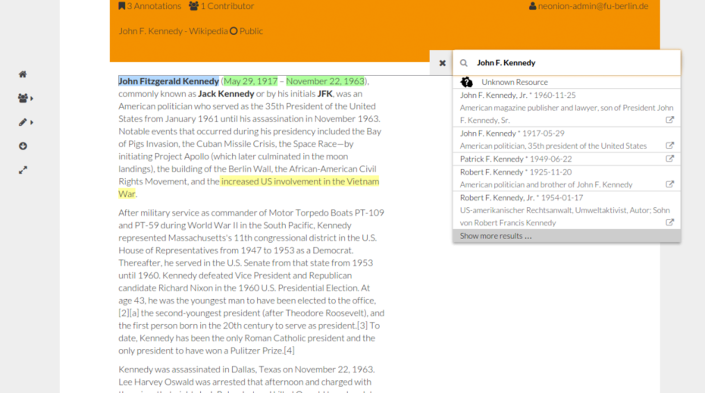 neonion - Interdisziplinär Forschen durch kollaboratives Annotieren