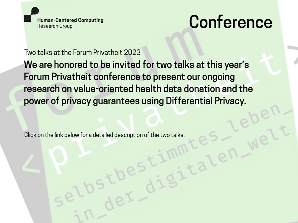 ‎Two Talks @Forum Privatheit conference 2023