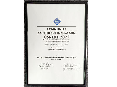 Best Community Contribution Award ACM CoNEXT 2022