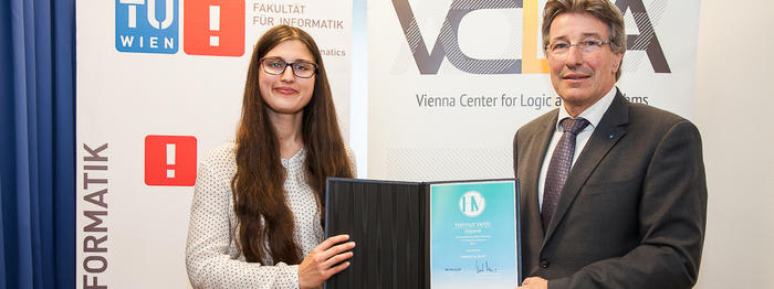 Hanna Elif Lachnitt and Vice Rector for Academic Affairs of TU Wien Kurt Matyas
